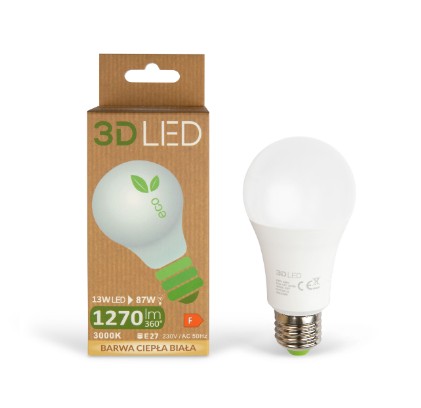 Żarówka 3D Led 1270lm E27 Barwa Ciepła