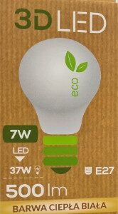Żarówka 3D Led 500lm E27 Barwa Ciepła