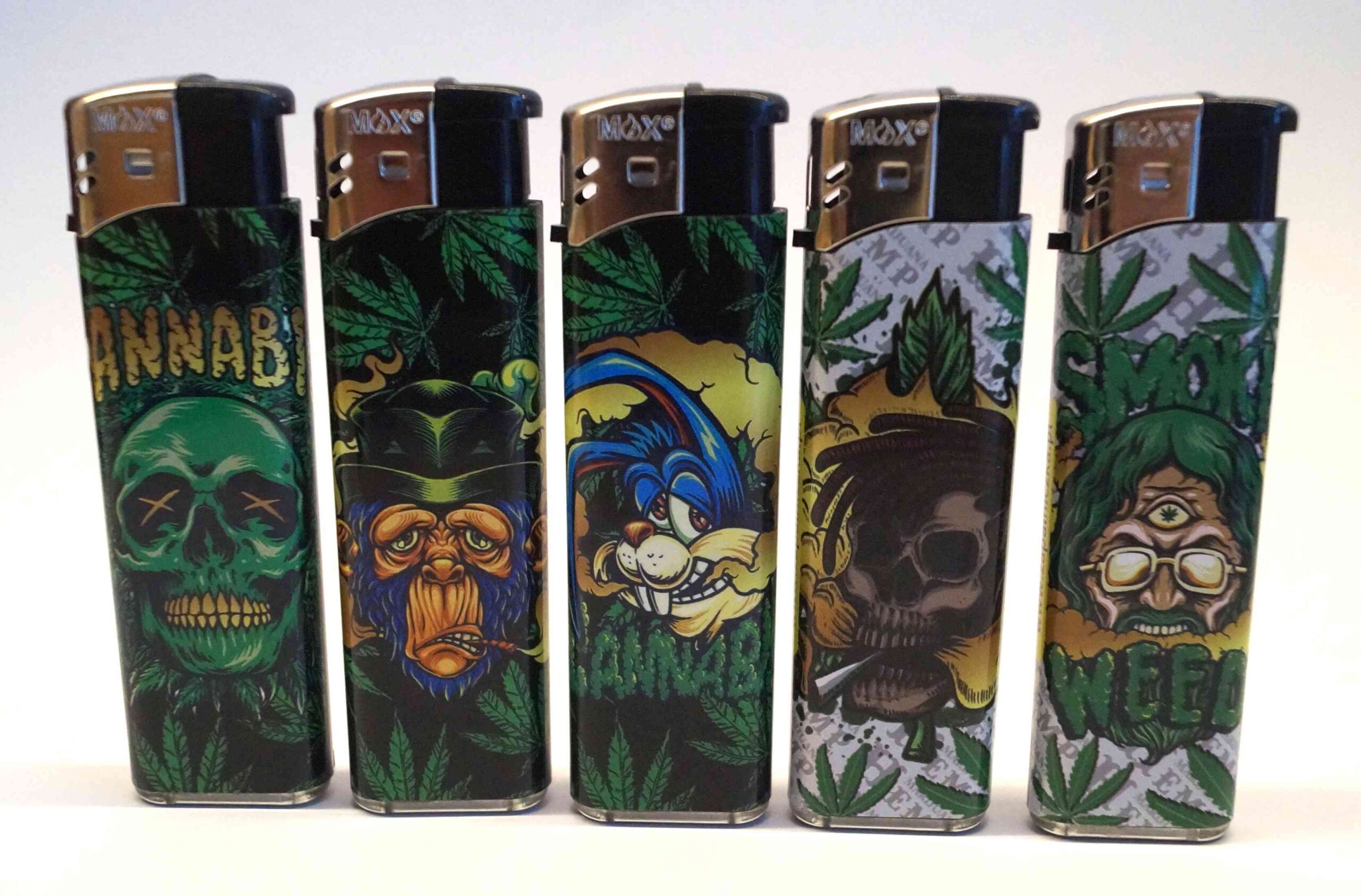 Zapalniczka Wielorazowa Piezoelektryczna Marihuana Czaszki 5szt
