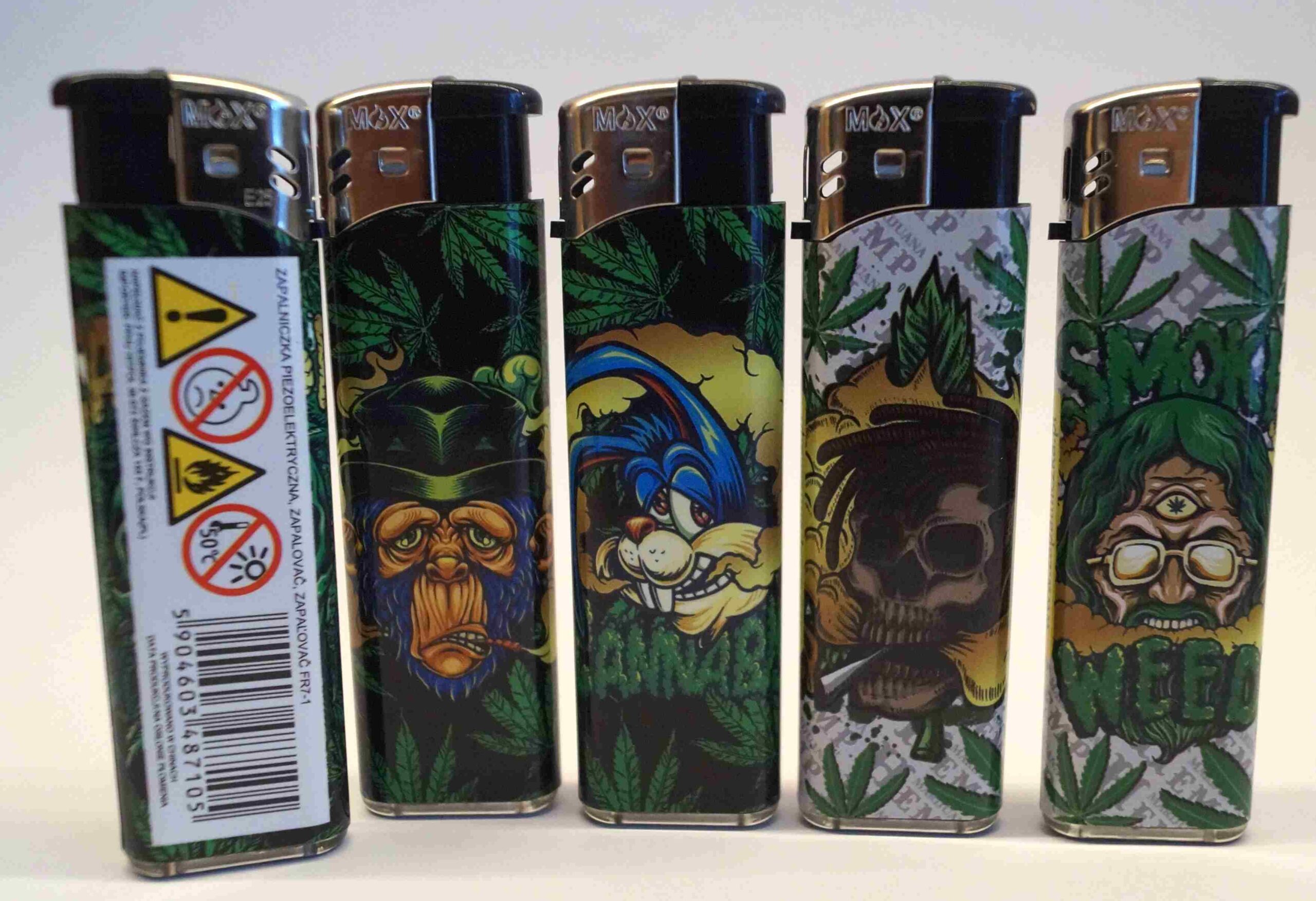 Zapalniczka Wielorazowa Piezoelektryczna Marihuana Czaszki 5szt - obrazek 2