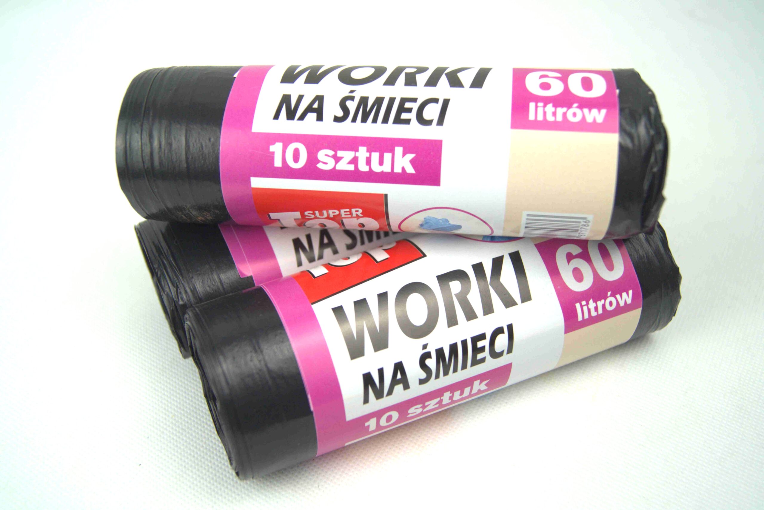 Worki na Śmieci 60l opakowania 10szt 60x80cm SuperTop, oryginalne, nie podrabiane!! - obrazek 2